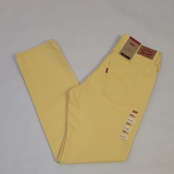 Levi’s Women's Size 27x30 Yellow Middy Straight Denim Mid Rise Jeans NWT - Picture 1 of 16